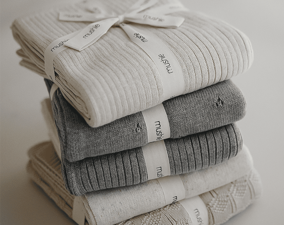 שמיכה סרוגה Ribbed Gray