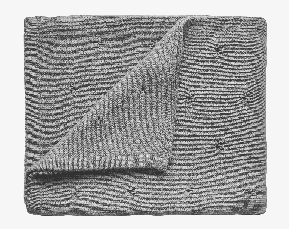 שמיכה סרוגה Pointelle Gray