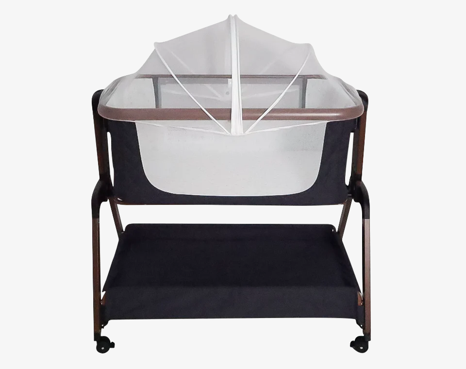 עריסה נצמדת LEAH שלד דמוי עץ חום/ כחול