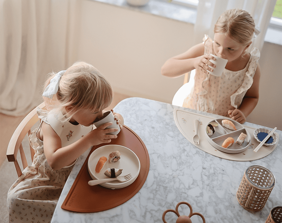 צלחת סיליקון ואקום קלאסית Blush