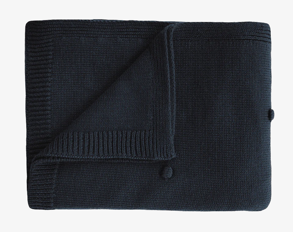 שמיכה סרוגה Dots Dark Navy