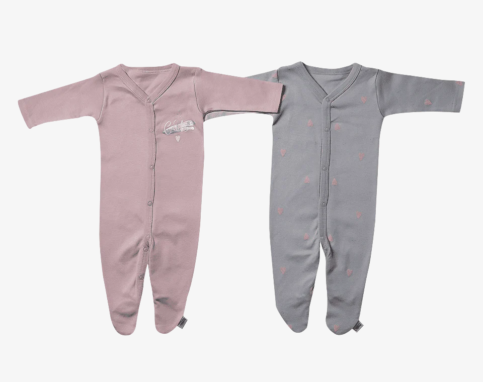 זוג אוברולים לבבות אבן- ורוד