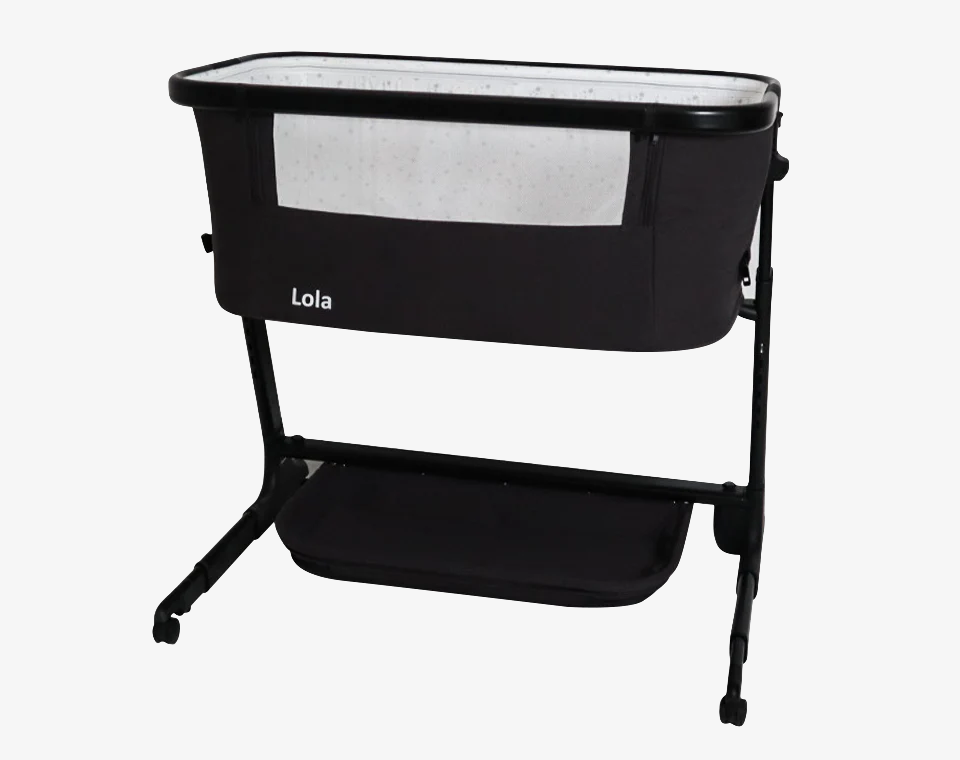 עריסה נצמדת ומתנדנדת Lola אפור כהה/ שחור