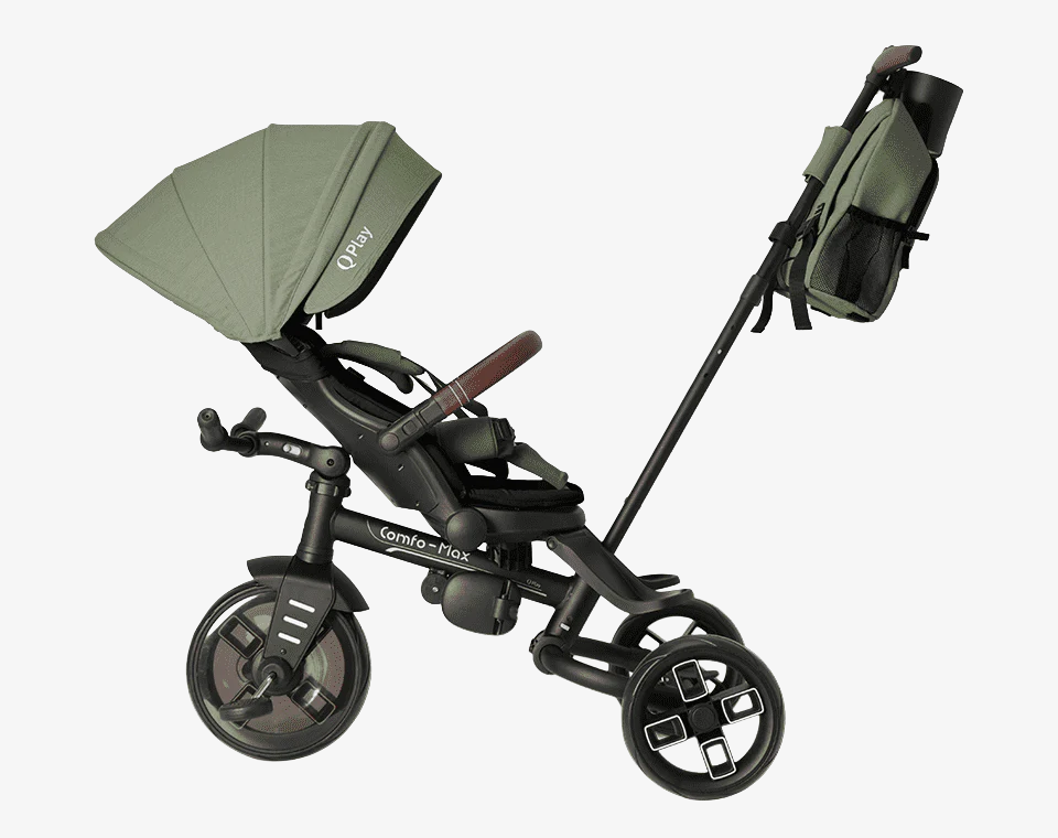 תלת אופן מתקפל מסתובב Comfo Max ירוק עם משענת נטויה