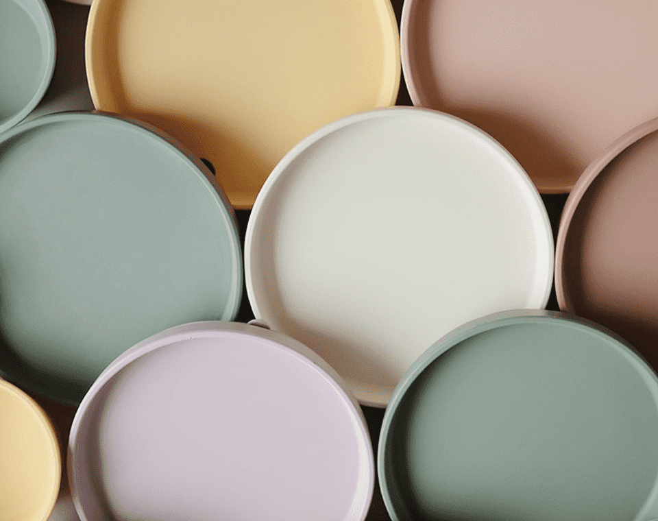 צלחת סיליקון ואקום קלאסית Blush