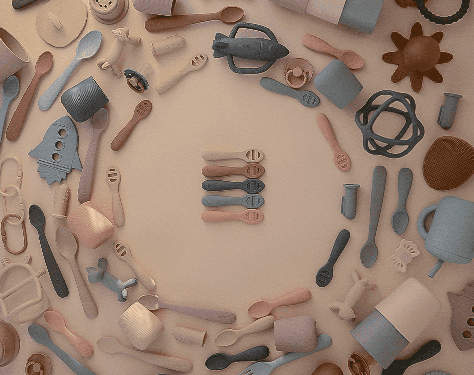 זוג כפיות האכלה הראשונות שלי Cambridge Blue/ Shifting Sand