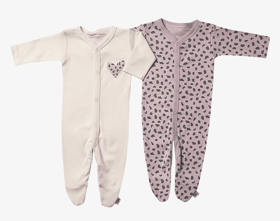 זוג אוברולים נמר ורוד- שמנת