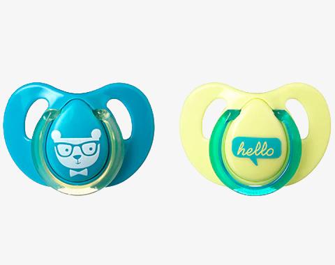 זוג מוצץ לטקס בלון 6 חודש - בנים (מגיע במגוון צבעים ודוגמאות)