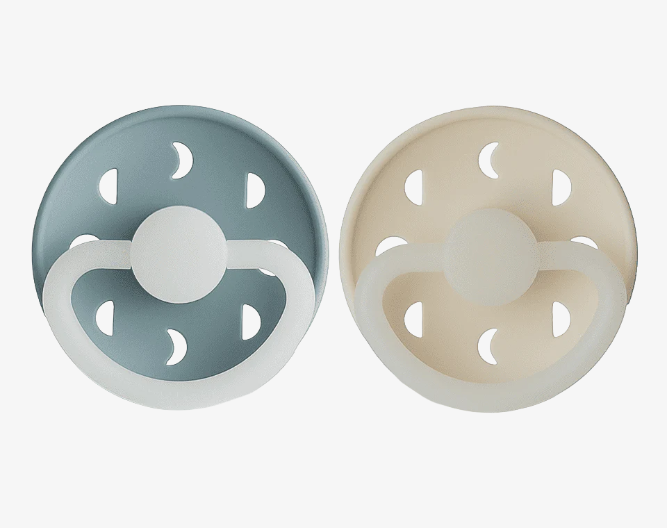 זוג מוצצים MOON Night- Stone Blue/ Cream