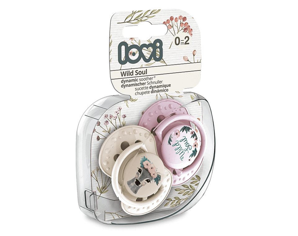 זוג מוצצי סיליקון מהדורת טבע פראי ורוד 0-2 לאבי Lovi