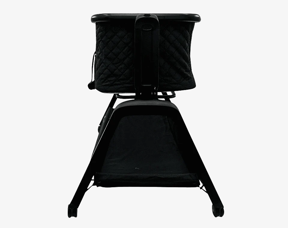 עריסה נצמדת למיטה ומתנדנדת LEAH שלד שחור ריפוד שחור בפרופיל