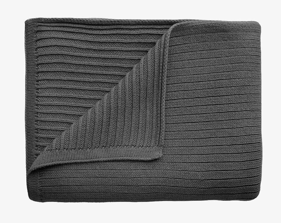 שמיכה סרוגה Ribbed Dark Gray