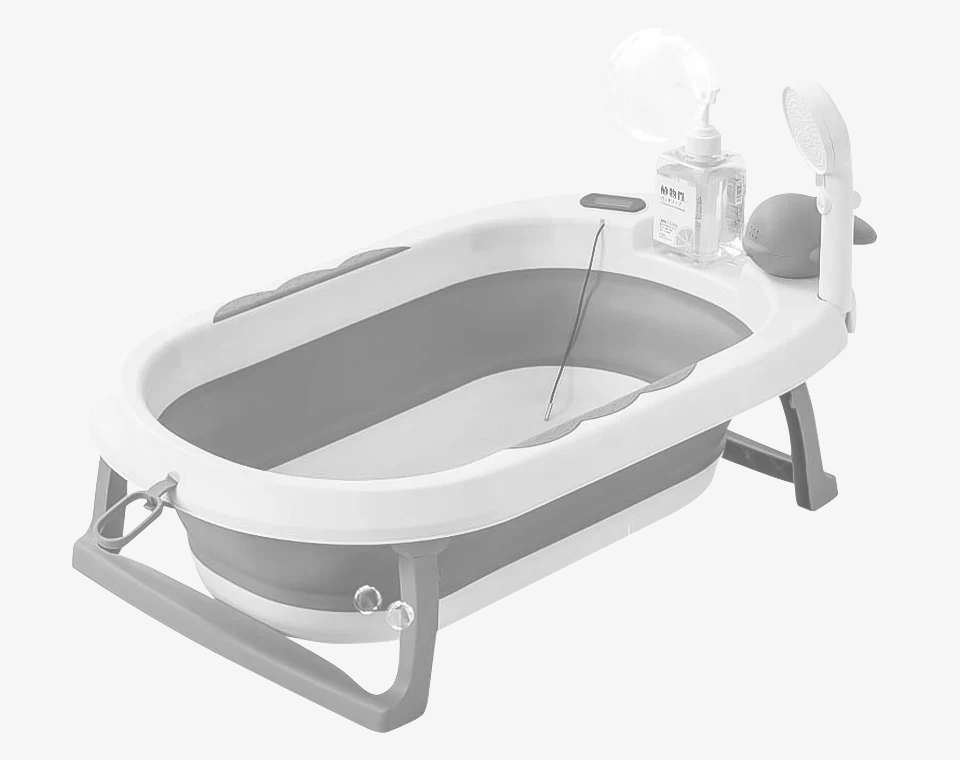 אמבטיה מתקפלת עם טרמומטר אפור