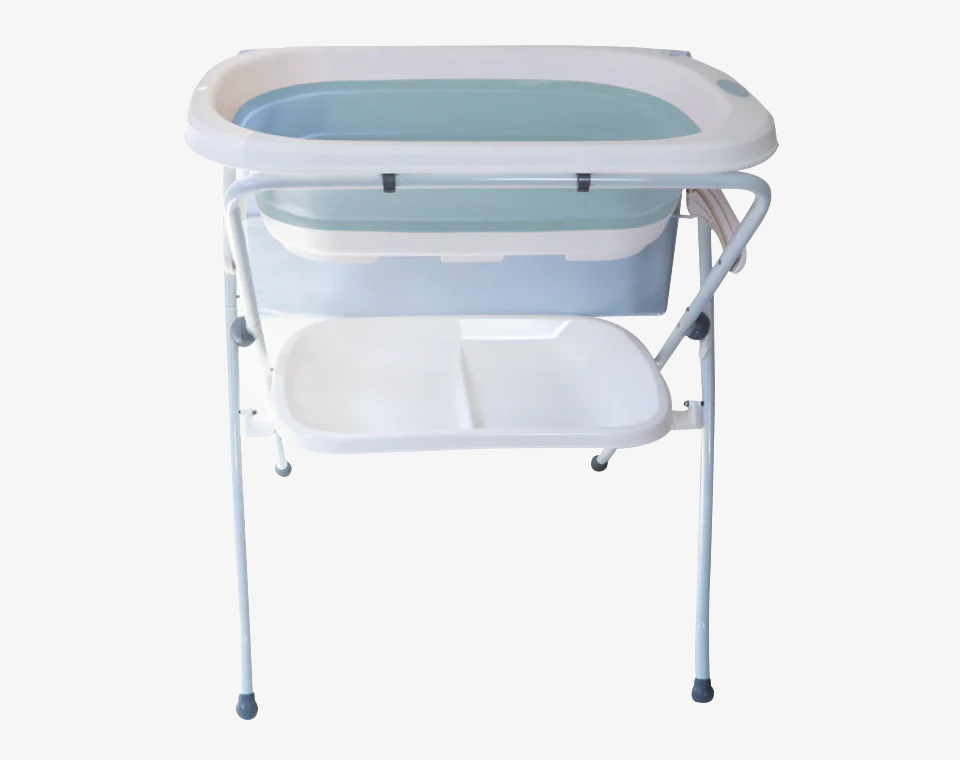 אמבטיה מתקפלת לתינוק כחול + מעמד + משטח החתלה