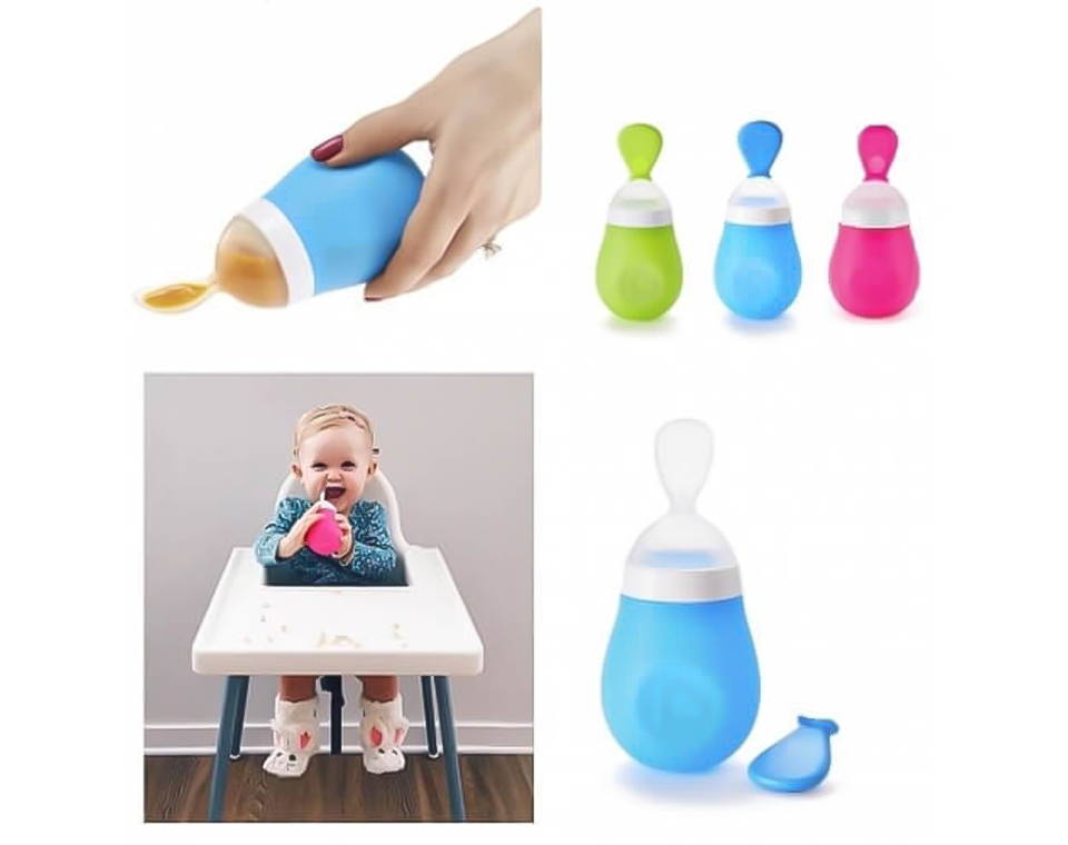 בקבוק כפית סיליקון להאכלה בלחיצה