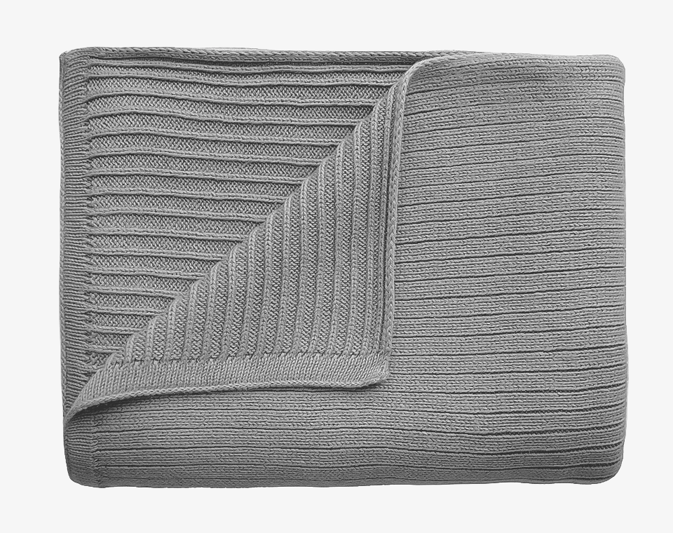 שמיכה סרוגה Ribbed Gray