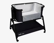 עריסה נצמדת ומתנדנדת LEAH שלד שחור ריפוד שחור