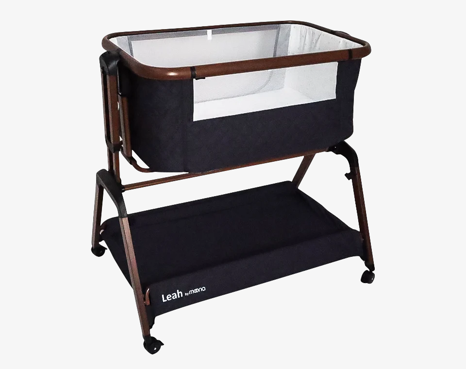 עריסה נצמדת LEAH שלד דמוי עץ חום/ כחול