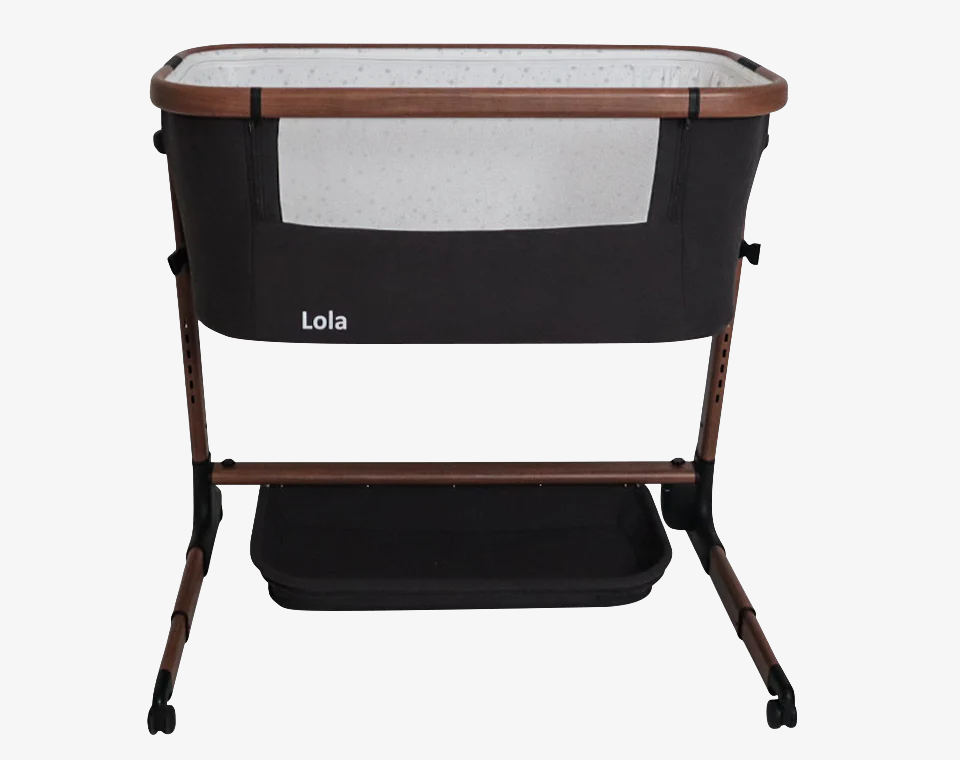 עריסה נצמדת ומתנדנדת Lola אפור כהה/ עץ