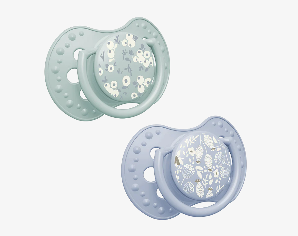 זוג מוצצי סיליקון מהדורת פריחת אביב כחול