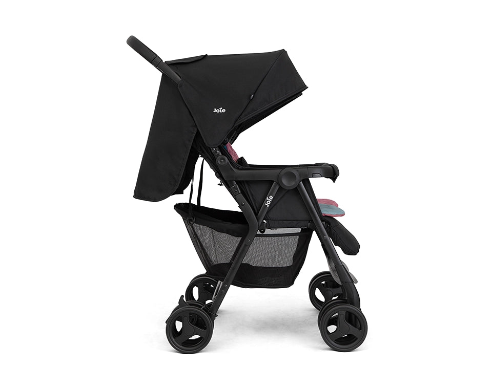 עגלת תאומים AIRE שחור ידית עור/ Shale