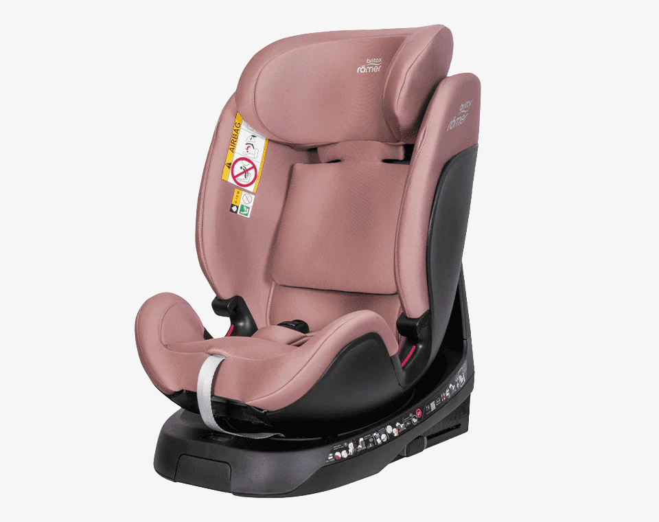 כיסא בטיחות Grow Max מסתובב 360° משולב בוסטר עם גגון ורוד