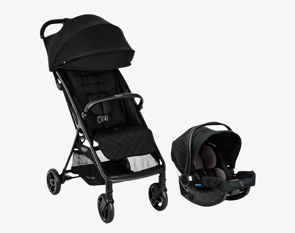 טיולון עם קיפול מהיר כולל סלקל Myavo Travel System - שחור