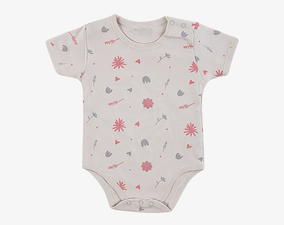 שלישיית בגדי גוף שרוול קצר פרח