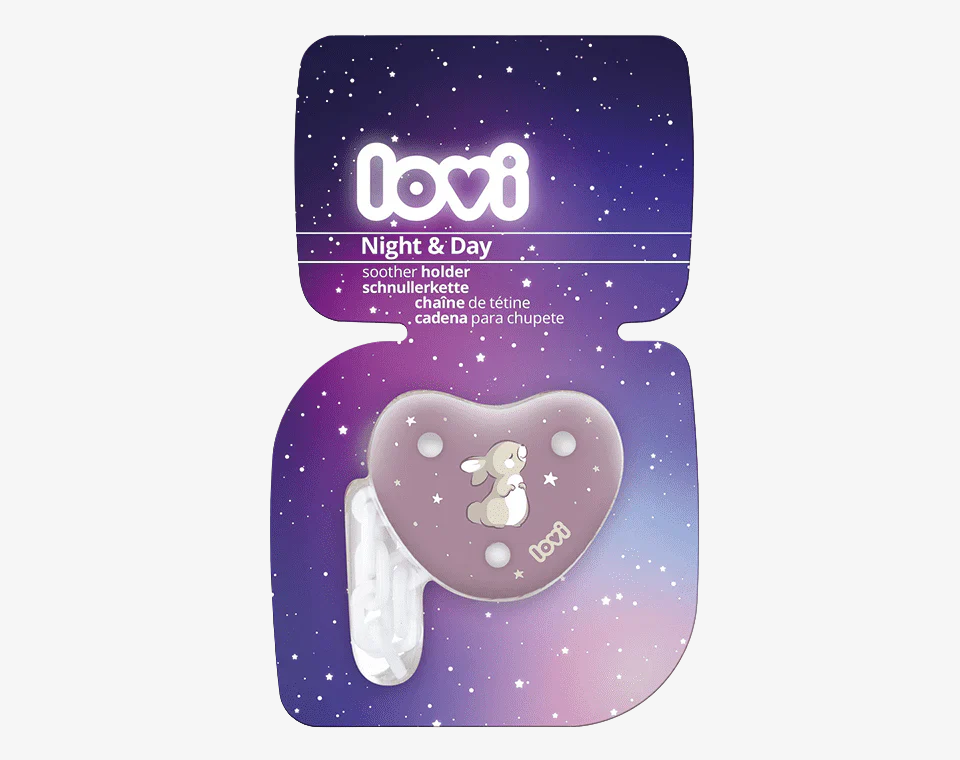 מחזיק למוצץ מהדורת לילה ויום ארנב סגול לאבי Lovi