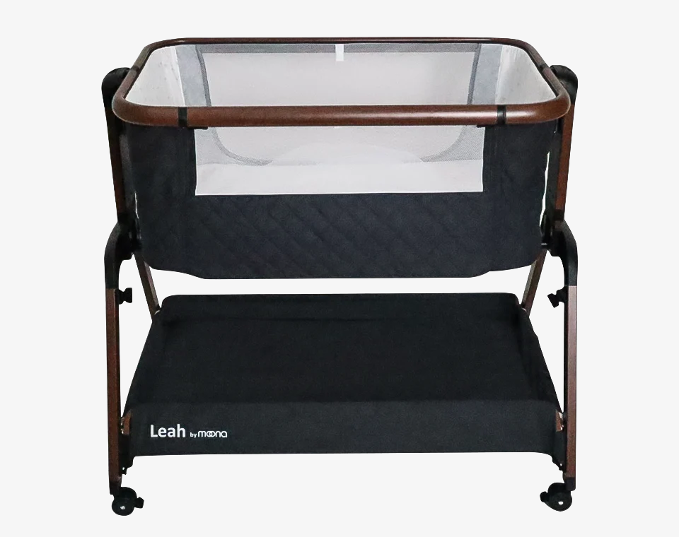 עריסה נצמדת LEAH שלד דמוי עץ חום/ כחול