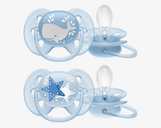 זוג מוצצי סיליקון לבנים 6-18 חודשים Ultra Soft