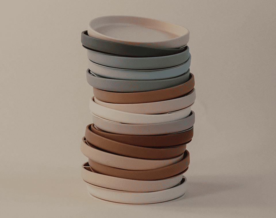 צלחת סיליקון ואקום קלאסית Blush