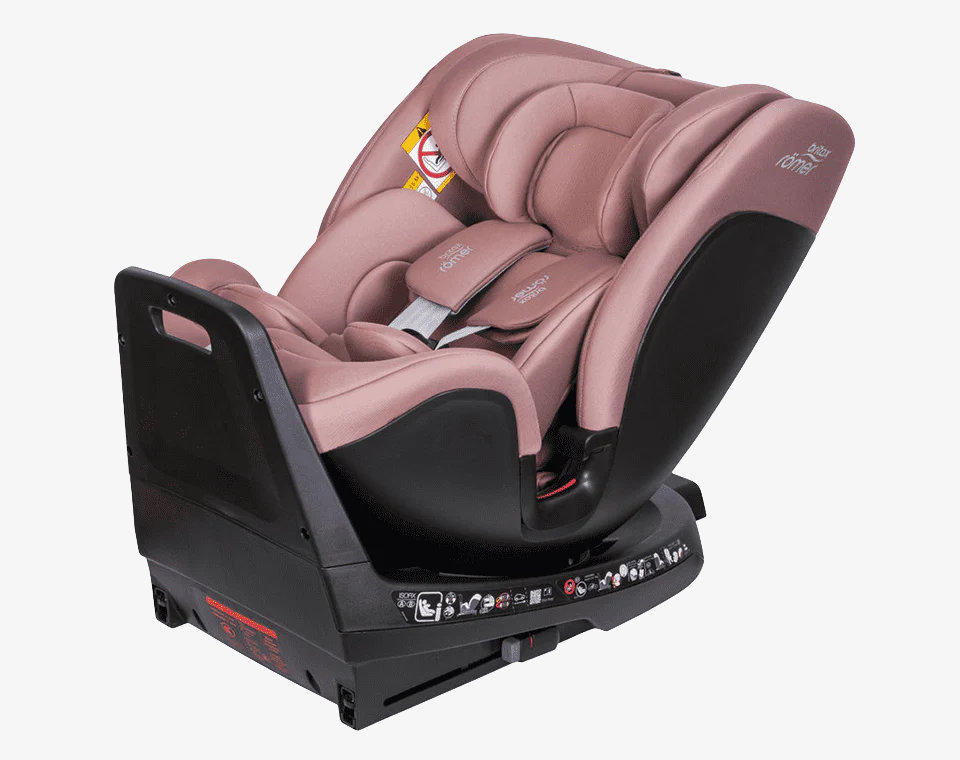 כיסא בטיחות מסתובב 360° משולב בוסטר עם גגון Swivel-Grow Max ורוד