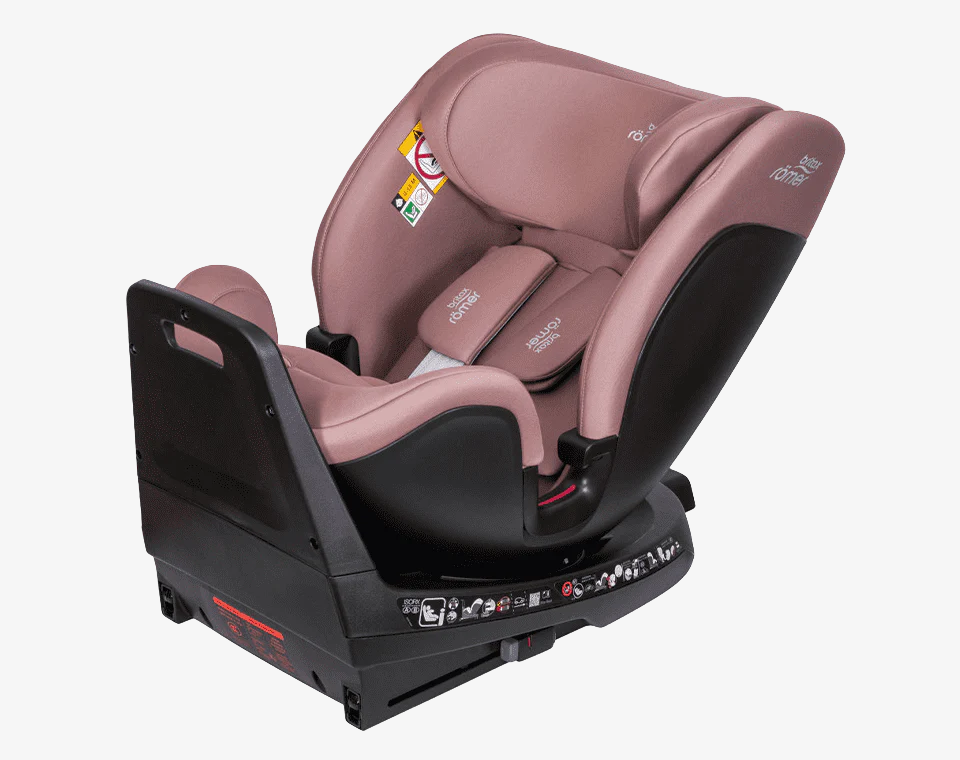 כיסא בטיחות Grow Max מסתובב 360° משולב בוסטר עם גגון ורוד