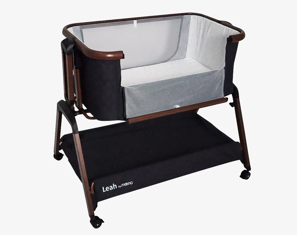 עריסה נצמדת LEAH שלד דמוי עץ חום/ כחול