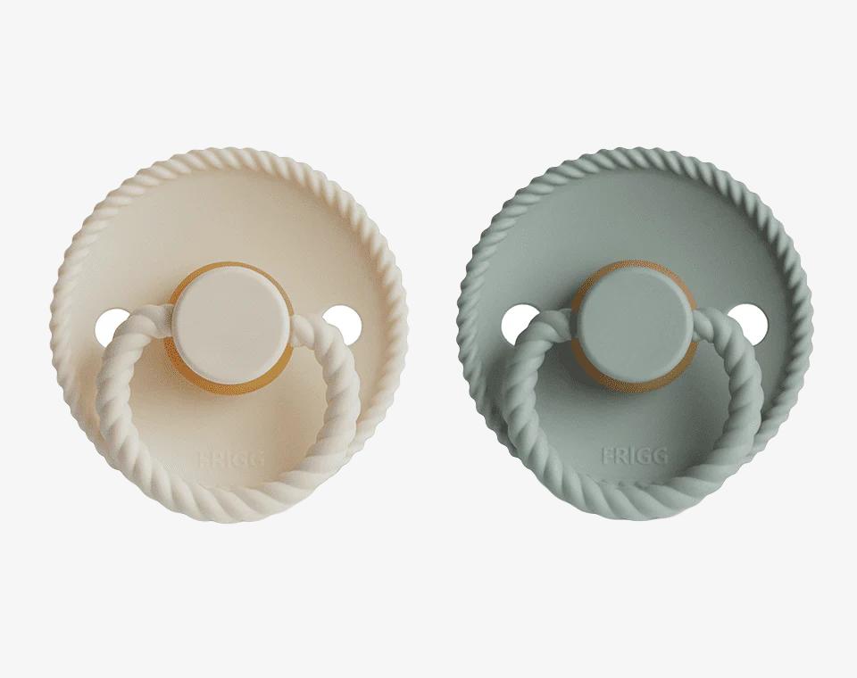 זוג מוצצי גומי ROPE- Cream/ Sage