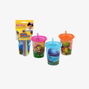 3 כוסות עם קשית ומכסה מצוייר