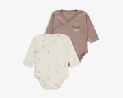 זוג בגדי גוף מעטפת חום/ שמנת דובדבנים