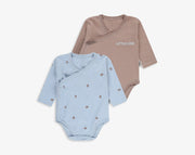 זוג בגדי גוף מעטפת חום/ תכלת בייגלה