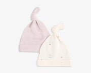 זוג כובעים מיוחדים- שמנת ארנב/ורוד