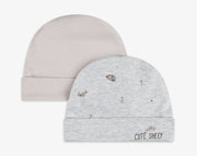 זוג כובעים מלאנז׳ מודפס+ בז׳