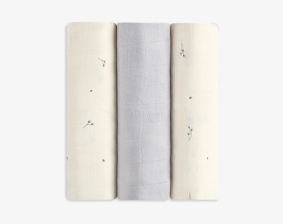 שלישיית חיתולי במבוק- שמנת פרחוני