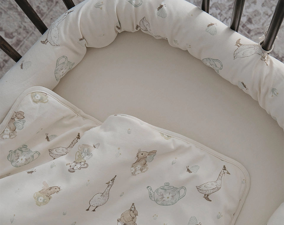 סט מצעים לעריסה- מסיבת תה