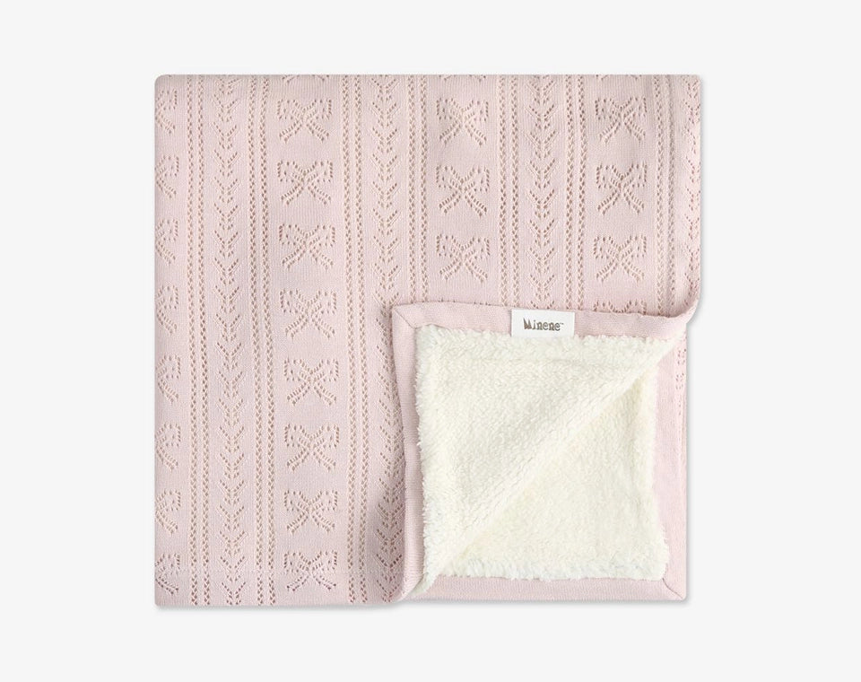 שמיכת סריג פויינטל עם פרווה