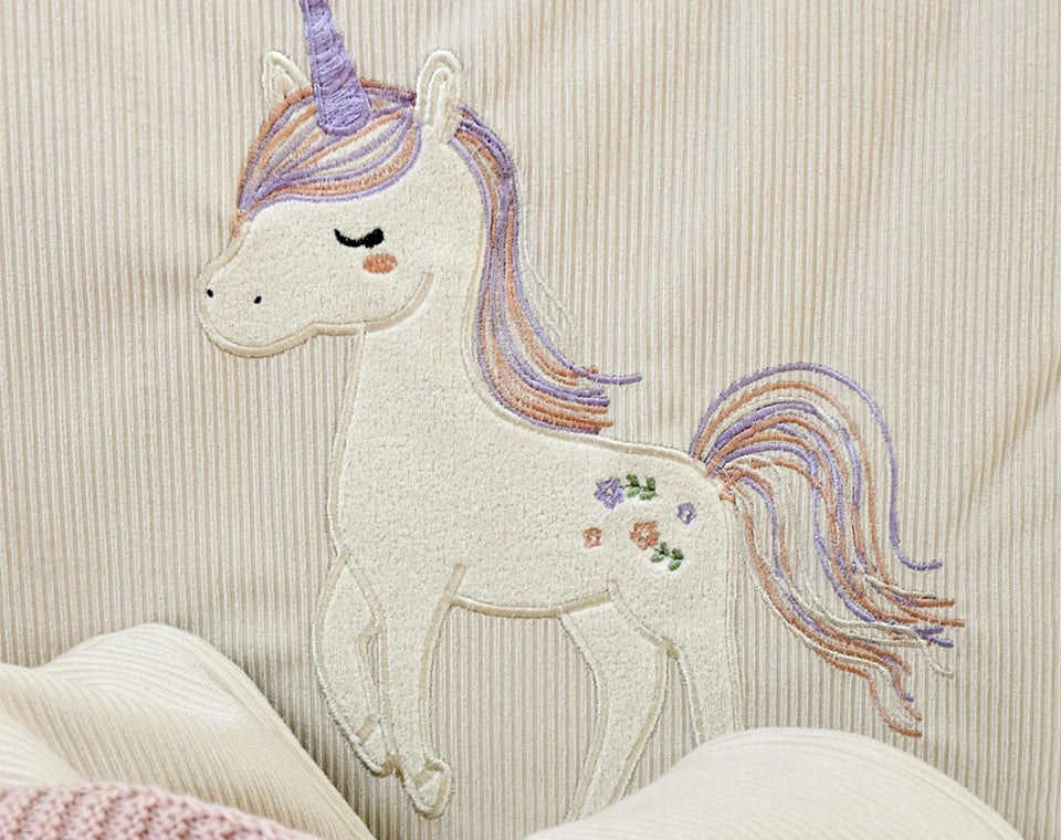 סט מצעים לעריסה עם נחשוש קלוע קורדורוי Unicorn