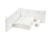 סט מצעים למיטת תינוק פרחים רקומים