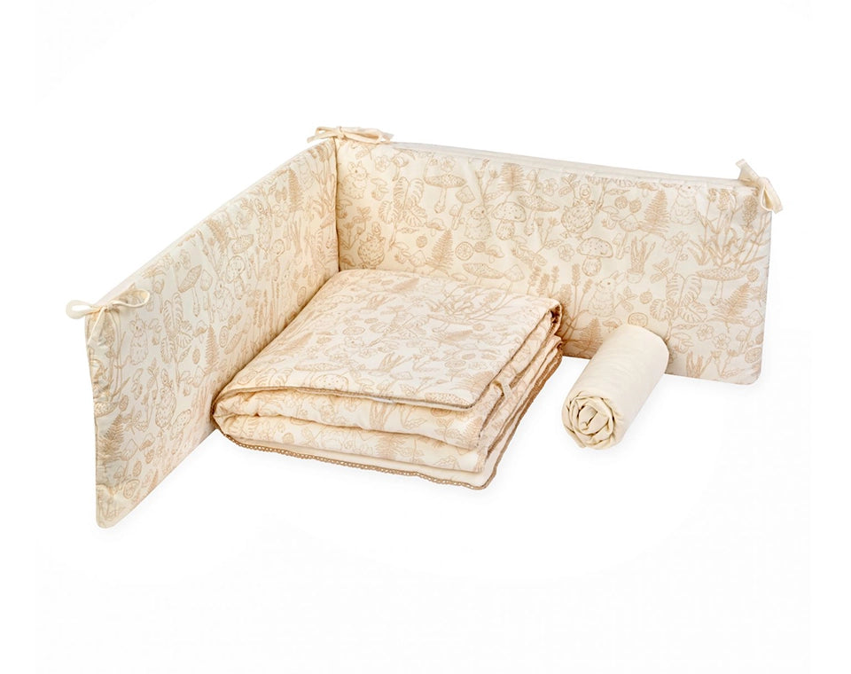 סט מצעים למיטת תינוק מאזלין ארנב בז׳