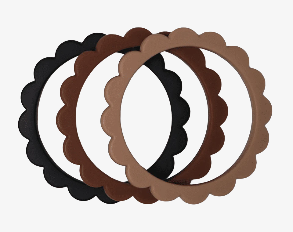 שלישיית צמידי פרח נשכנים Black/Caramel/Natural