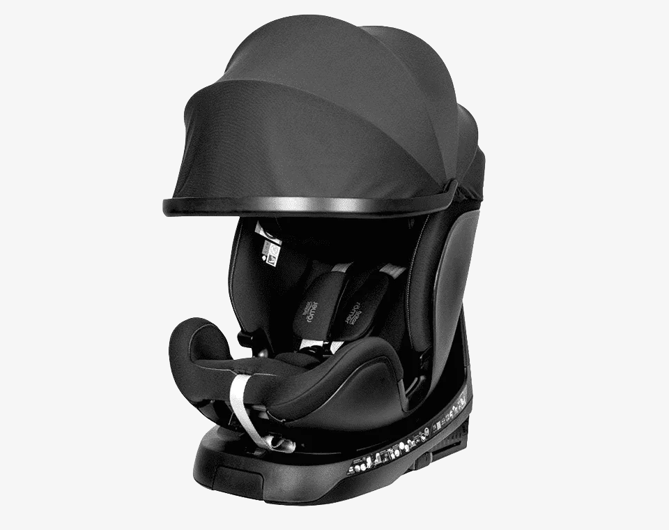כיסא בטיחות מסתובב 360° משולב בוסטר עם גגון Swivel-Grow Max שחור
