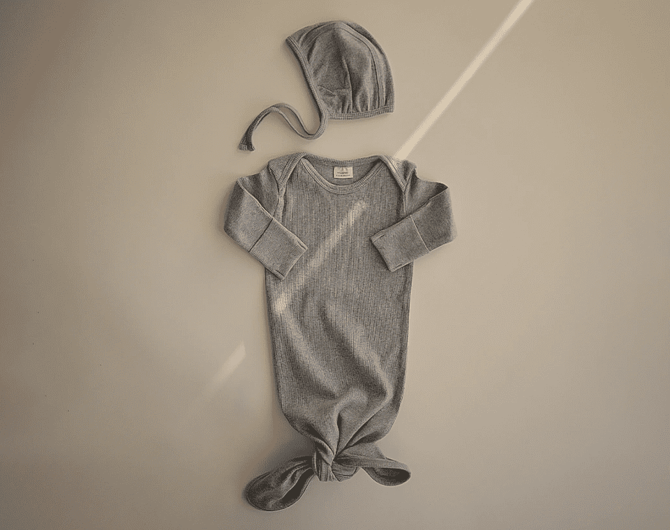 כובע ריב לתינוק עם קשירה Gray Melange